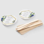 Elegant Goud Lijst Navy Wit Rose Bloemen Programma Handwaaier (Niet-gemonteerd)