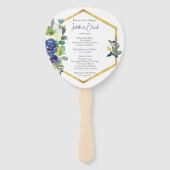 Elegant Goud Lijst Navy Wit Rose Bloemen Programma Handwaaier (Voorkant)