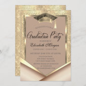 Elegant Goud Lijst Sequins Afstuderen Kaart (Voorkant / Achterkant)