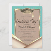 Elegant Goud Lijst Sequins Mint Groen Afstuderen Kaart (Voorkant)