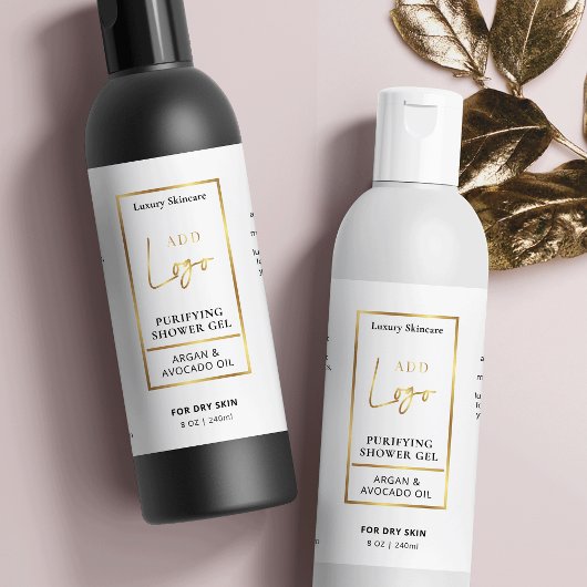 Elegant Goud Logo 8 OZ Kosmetisch Flessenetiket Sparkling Wijnetiket