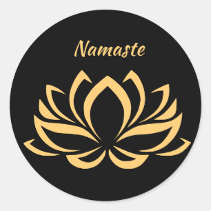 Elegant Goud Lotus Bloem Namaste Zen Yoga Ronde Sticker