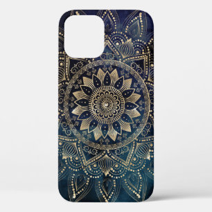 Elegant Goud Mandala Blauw Galaxy iPhone 12 Hoesje
