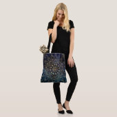 Elegant Goud Mandala Blauw Galaxy Draagtas (Op model)
