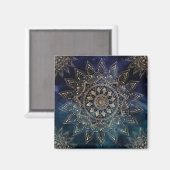Elegant Goud Mandala Blauw Galaxy Magneet (Voorkant / Achterkant)