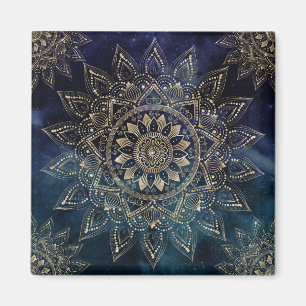 Elegant Goud Mandala Blauw Galaxy Magneet