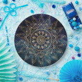 Elegant Goud Mandala Blauw Galaxy Papieren Bordje (Feest)