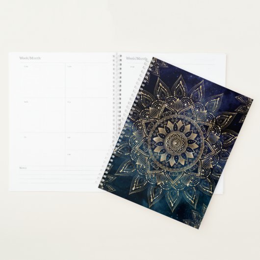 Elegant Goud Mandala Blauw Galaxy Planner (Display)
