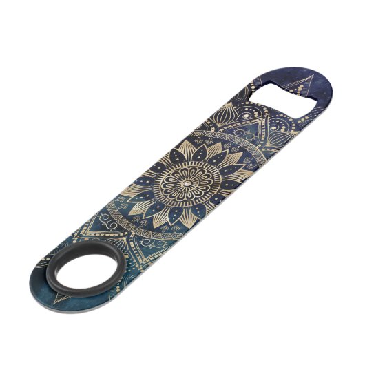Elegant Goud Mandala Blauw Galaxy Speed Flessenopener (Voorkant Gekanteld)