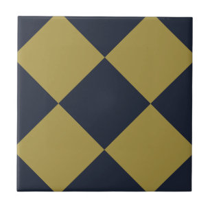 Elegant goud & marine blauw diamant patroon tegeltje