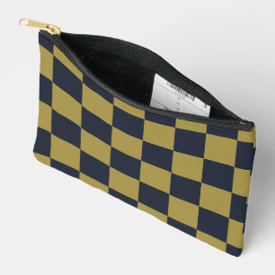 Elegant goud & marine blauw geruit patroon etui