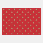 Elegant goud marine blauw groen rood kerstbomen inpakpapier vel (Voorkant 2)
