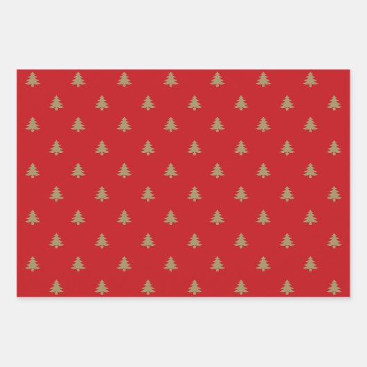 Elegant goud marine blauw groen rood kerstbomen inpakpapier vel (Voorkant 2)