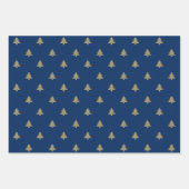 Elegant goud marine blauw groen rood kerstbomen inpakpapier vel (Voorkant)