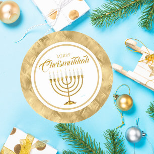 Elegant Goud Menorah Joods Merry Chrismukkah Ronde Sticker