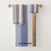 Elegant goud met blauwe en witte streep bad handdoek (Insitu)
