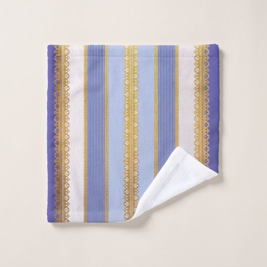 Elegant goud met blauwe en witte streep bad handdoek (Wasdoekje)