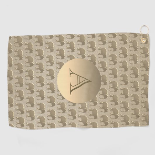 Elegant goud met monogram golfhanddoek (Horizontaal)