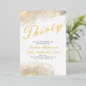 Elegant Goud Modern 30e Verjaardag Folie Uitnodiging (Staand Voorkant)