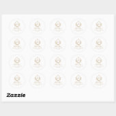 Elegant Goud Monogram Crest Bruiloft Ronde Sticker (Vel)