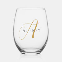 Elegant Goud Monogram Drinkware Set