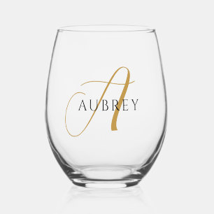 Elegant Goud Monogram Drinkware Set Wijnglas Zonder Voet