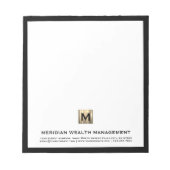 Elegant Goud Monogram Initiaal Notitieblok (Voorkant)