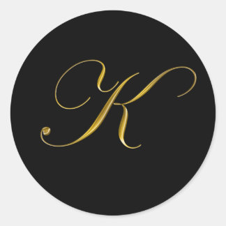 Elegant Goud Monogram K Envelopzegel Ronde Sticker