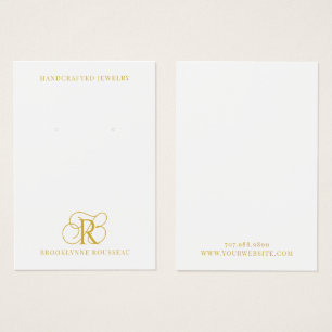 Elegant Goud Monogram Oorbel Display Kaart
