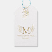 Elegant goud monogram pasgetrouwd cadeaulabel (Voorkant)