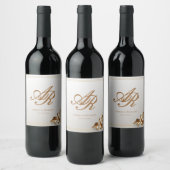 Elegant goud monogram wijnfleslabel wijn etiket (Flessen)