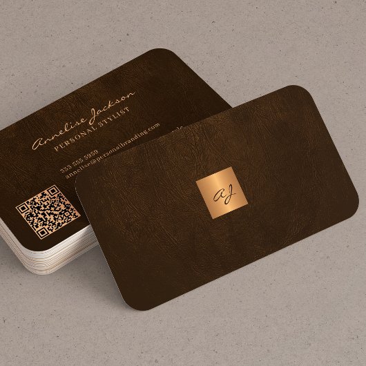 Elegant goud monogrammen moderne QR-code Visitekaartje