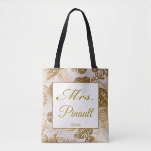 Elegant Goud Monstera Mevrouw Gepersonaliseerde Br Draagtas