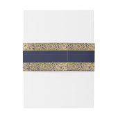 Elegant Goud Navy Blauw Bloemen Rozen Script Bruil Uitnodigingen Wikkel (Achterkant Voorbeeld)