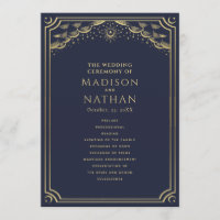 Elegant Goud & Navy Tarot Bruiloft