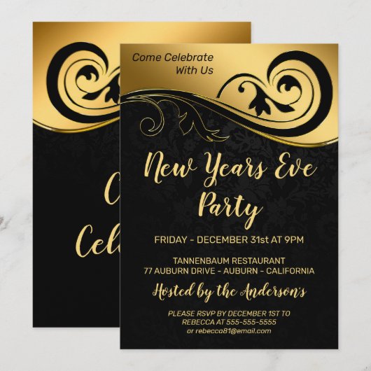 Elegant Goud Nieuwjaar Kaart (Voorkant / Achterkant)