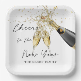 Elegant Goud Nieuwjaar Party Paper Borden Papieren Bordje