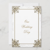 Elegant Goud  Ontwerp op Wit Damask Kaart (Achterkant)