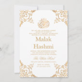 Elegant Goud Ontwerp Witte Baby Islamitische Aqiqa Kaart (Voorkant)