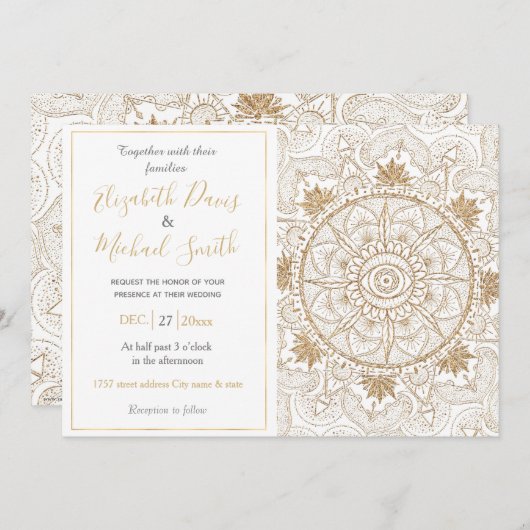 Elegant Goud Oog Zon Maan Mandala Wit Kaart (Voorkant / Achterkant)