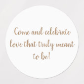Elegant goud op witte bruiloft uitnodiging sticker (Design 2)
