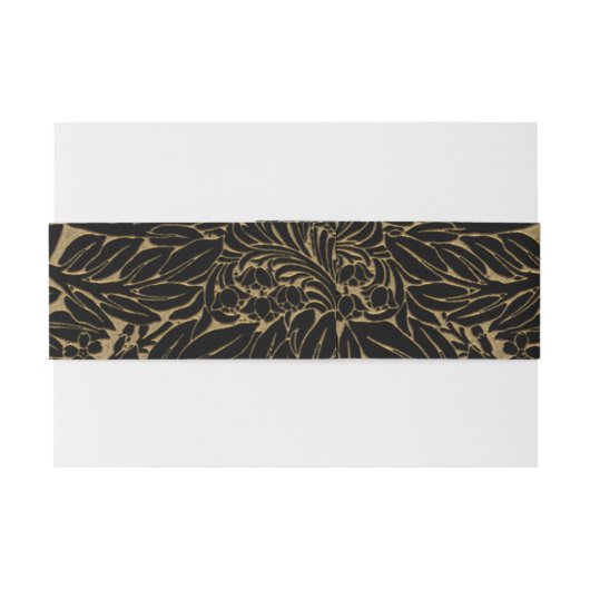 Elegant goud op zwart geparafeerde bruiloft uitnodigingen wikkel (Achterkant Voorbeeld)
