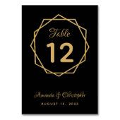 Elegant Goud op Zwarte Moderne Geometrische Trouw Kaart (Achterkant)