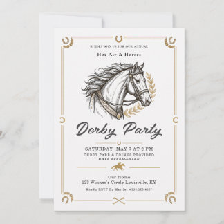 Elegant Goud & Paardenhoofd Kentucky Derby-feest Kaart