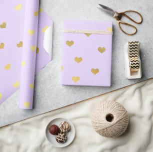 Elegant goud paars Valentijnsdag hartpatroon Cadeaupapier