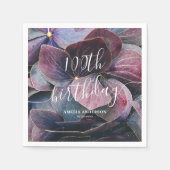 Elegant Goud Paarse Blauwe Hortensia's 100e Verjaa Servet (Voorkant)