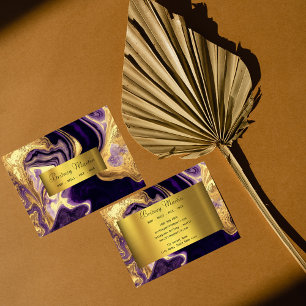 Elegant goud & paarse visitekaartje