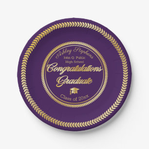 Elegant goud Pet Paarse Afstudeerder van 2019 Papieren Bordje
