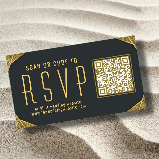 Elegant Goud QR Code RSVP Islamitische Bruiloft We Informatiekaartje