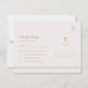 Elegant Goud Religieus Doopsel & Doopsel RSVP Briefkaart